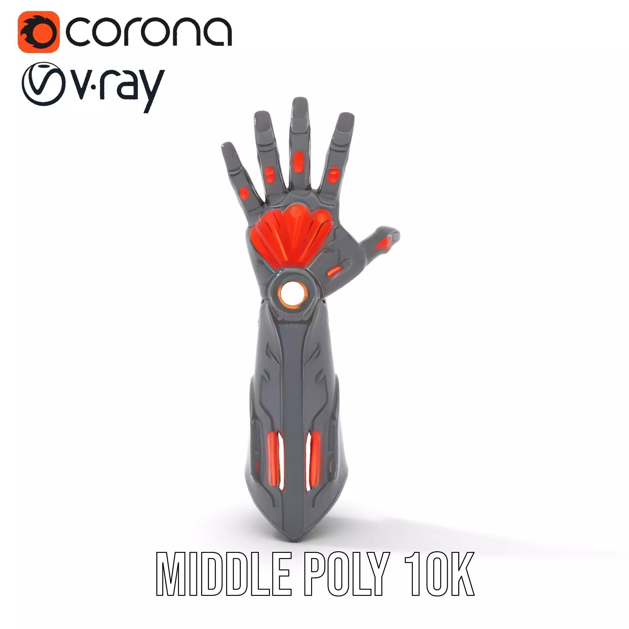 Futuristic Cybernetic Glove model pack with LED Accents Low-poly 3D model_25