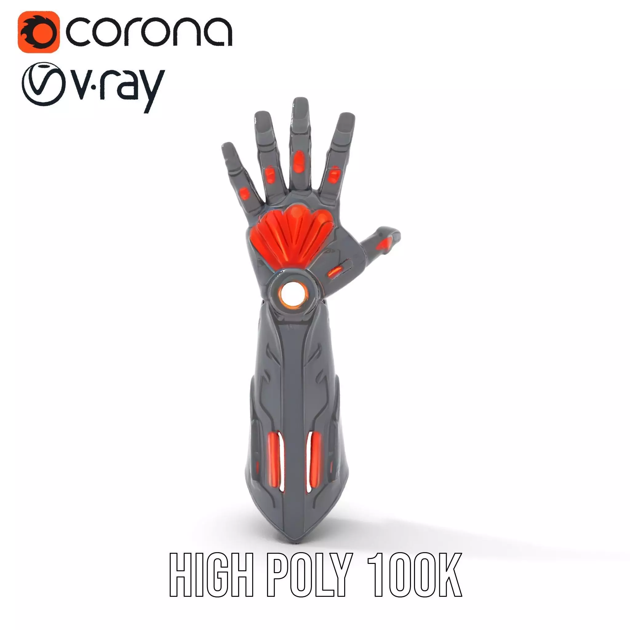 Futuristic Cybernetic Glove model pack with LED Accents Low-poly 3D model_24