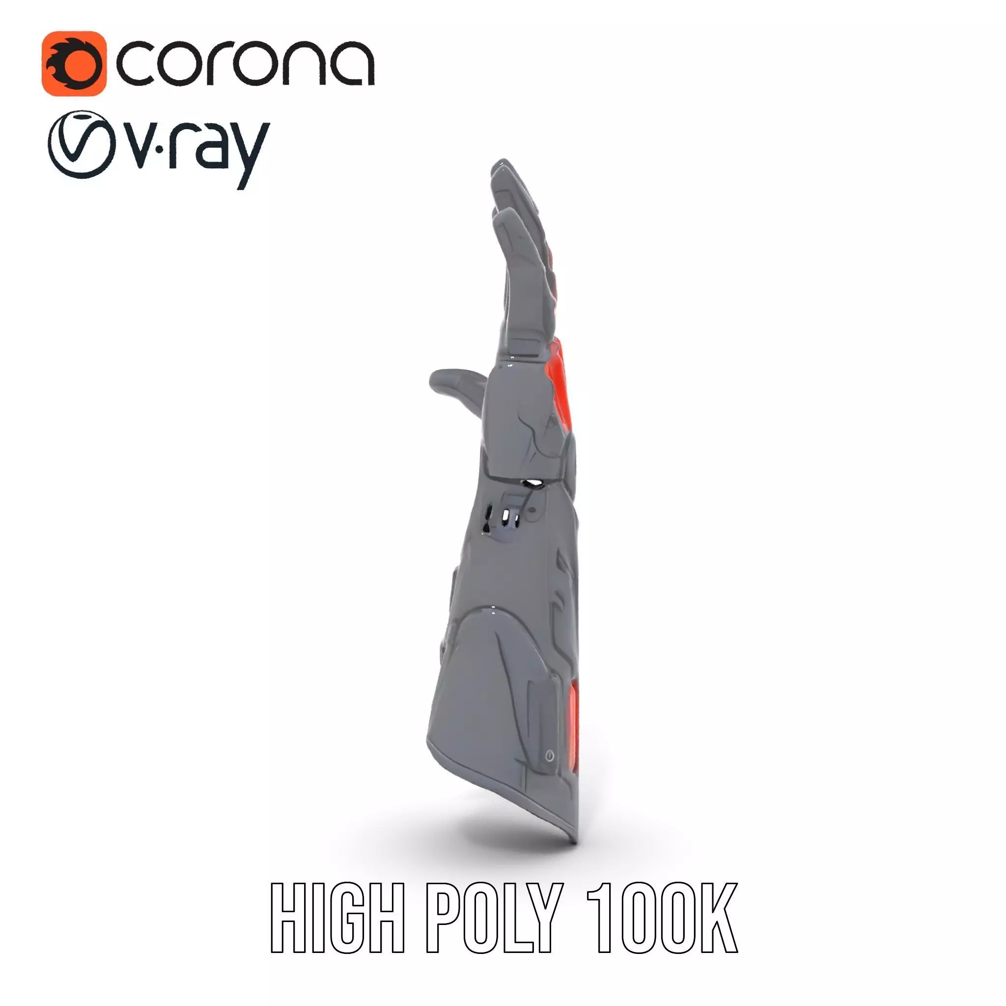 Futuristic Cybernetic Glove model pack with LED Accents Low-poly 3D model_10