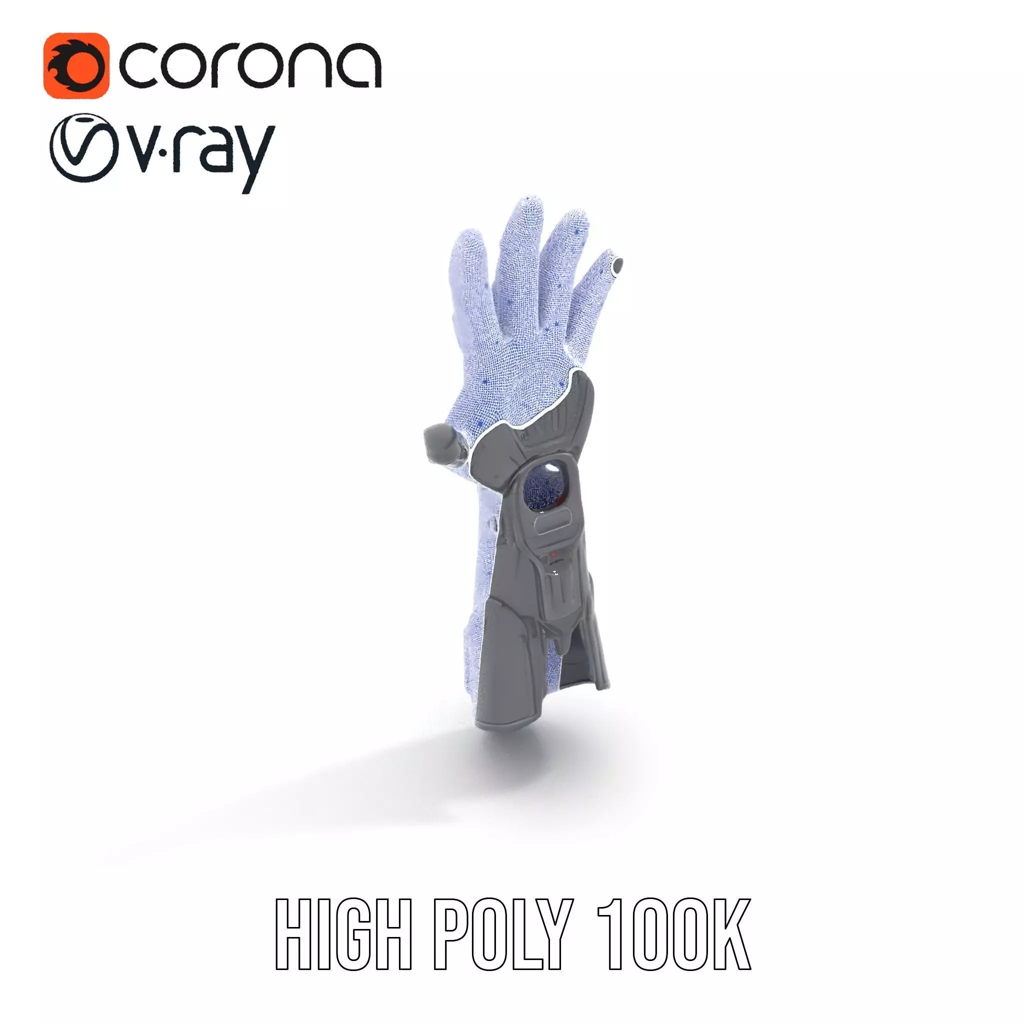 Futuristic Cybernetic Glove model pack with LED Accents Low-poly 3D model_21
