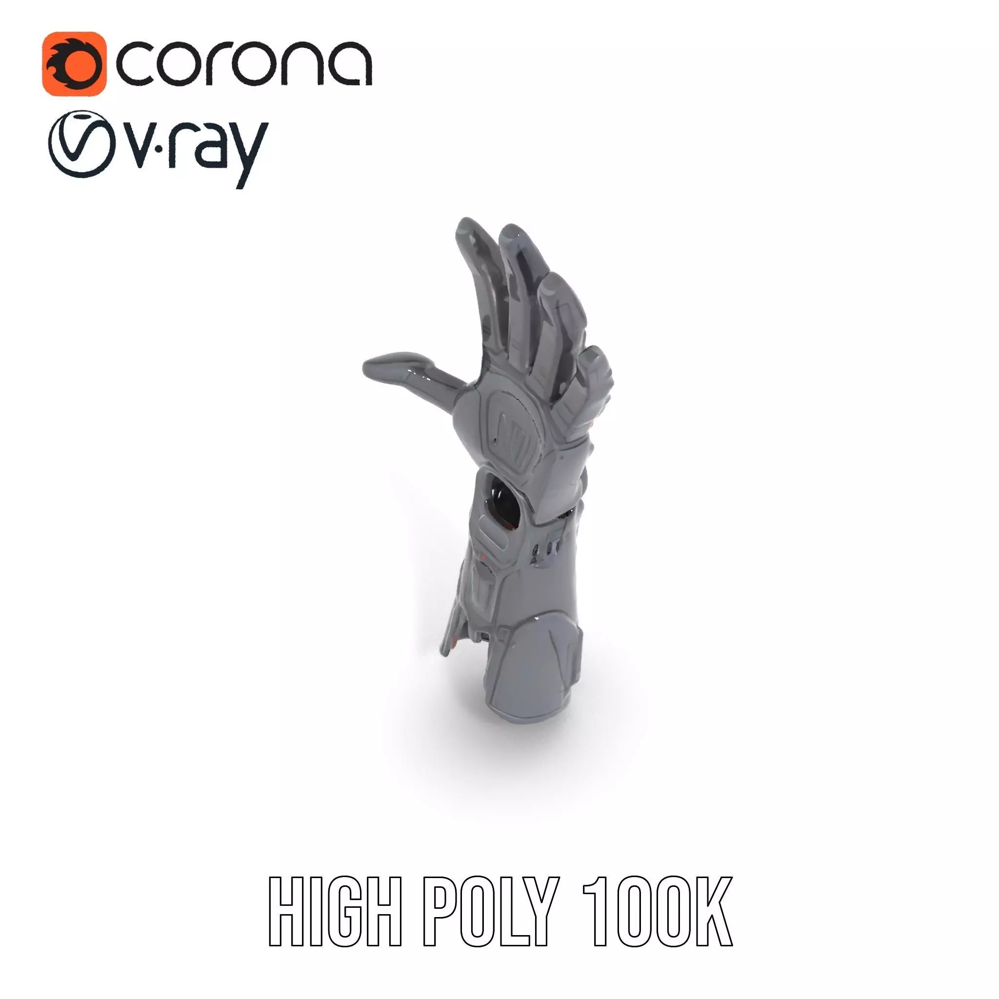 Futuristic Cybernetic Glove model pack with LED Accents Low-poly 3D model_13