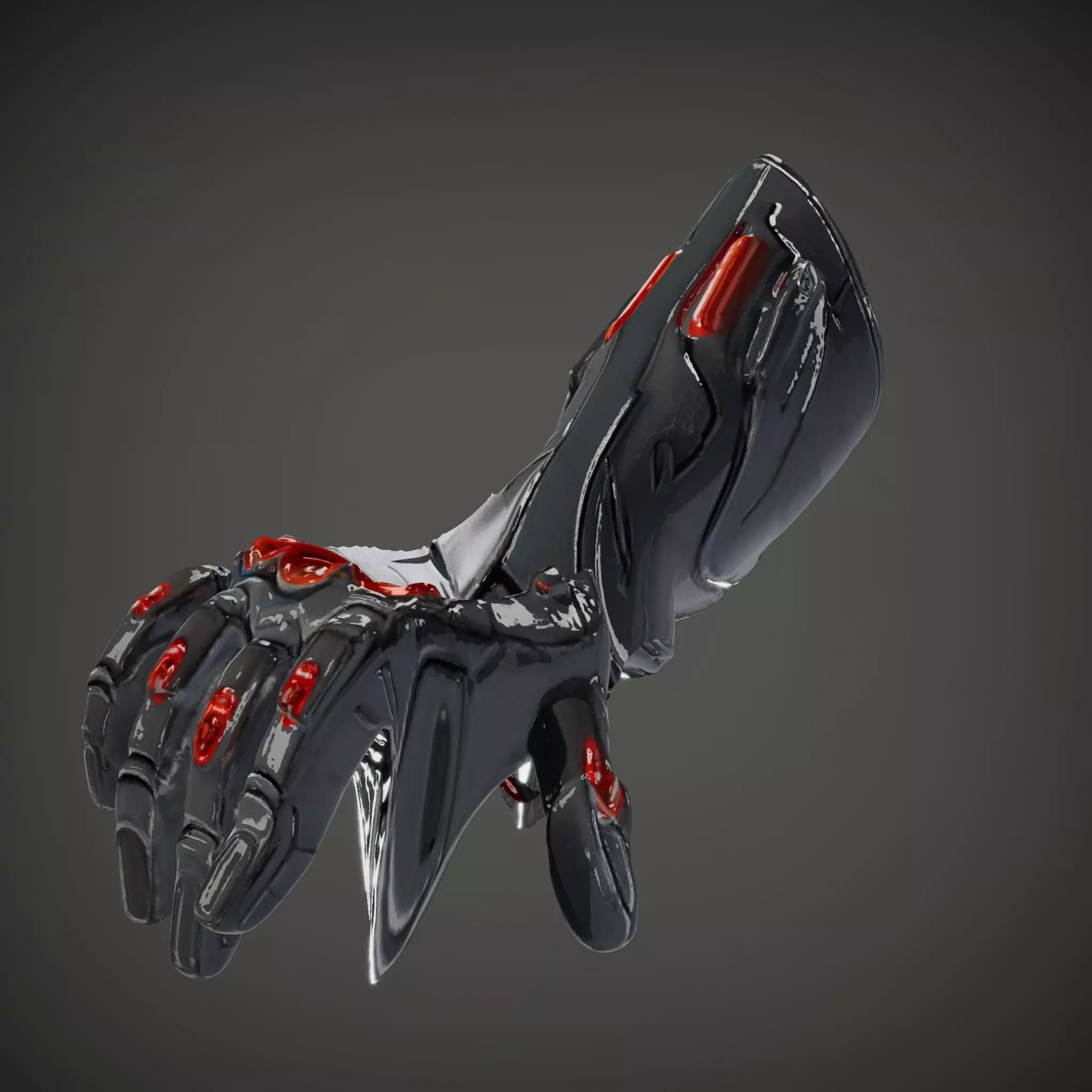 Futuristic Cybernetic Glove model pack with LED Accents Low-poly 3D model_34