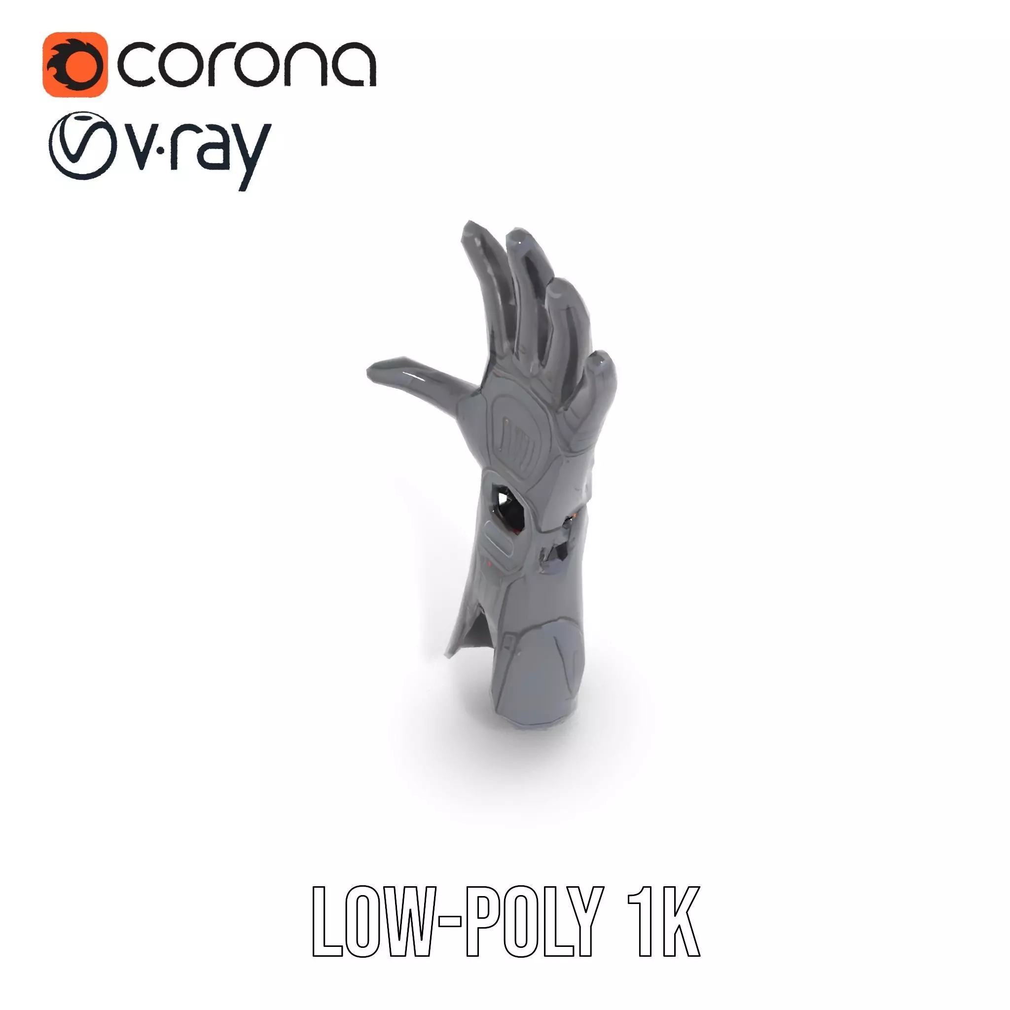 Futuristic Cybernetic Glove model pack with LED Accents Low-poly 3D model_20