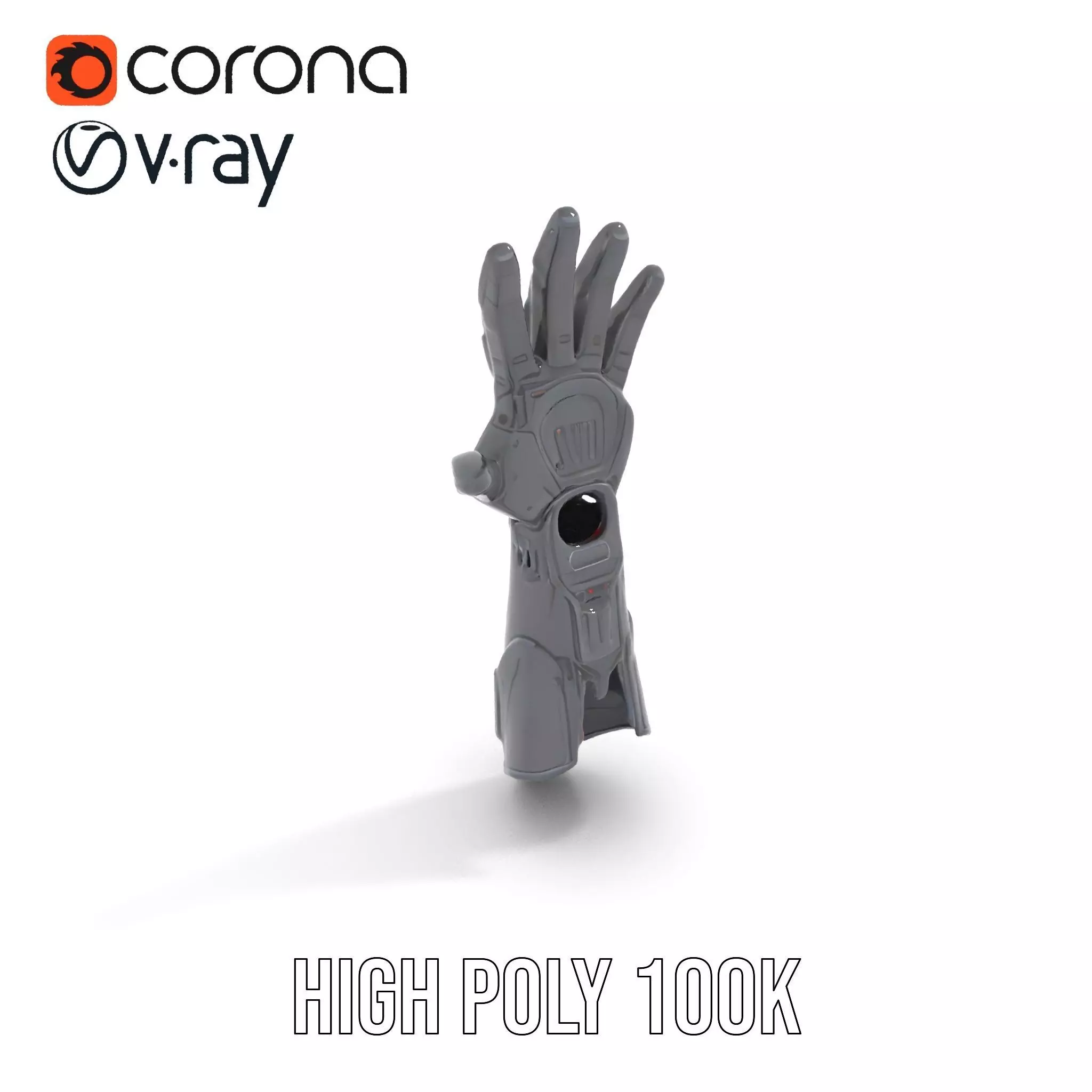 Futuristic Cybernetic Glove model pack with LED Accents Low-poly 3D model_18