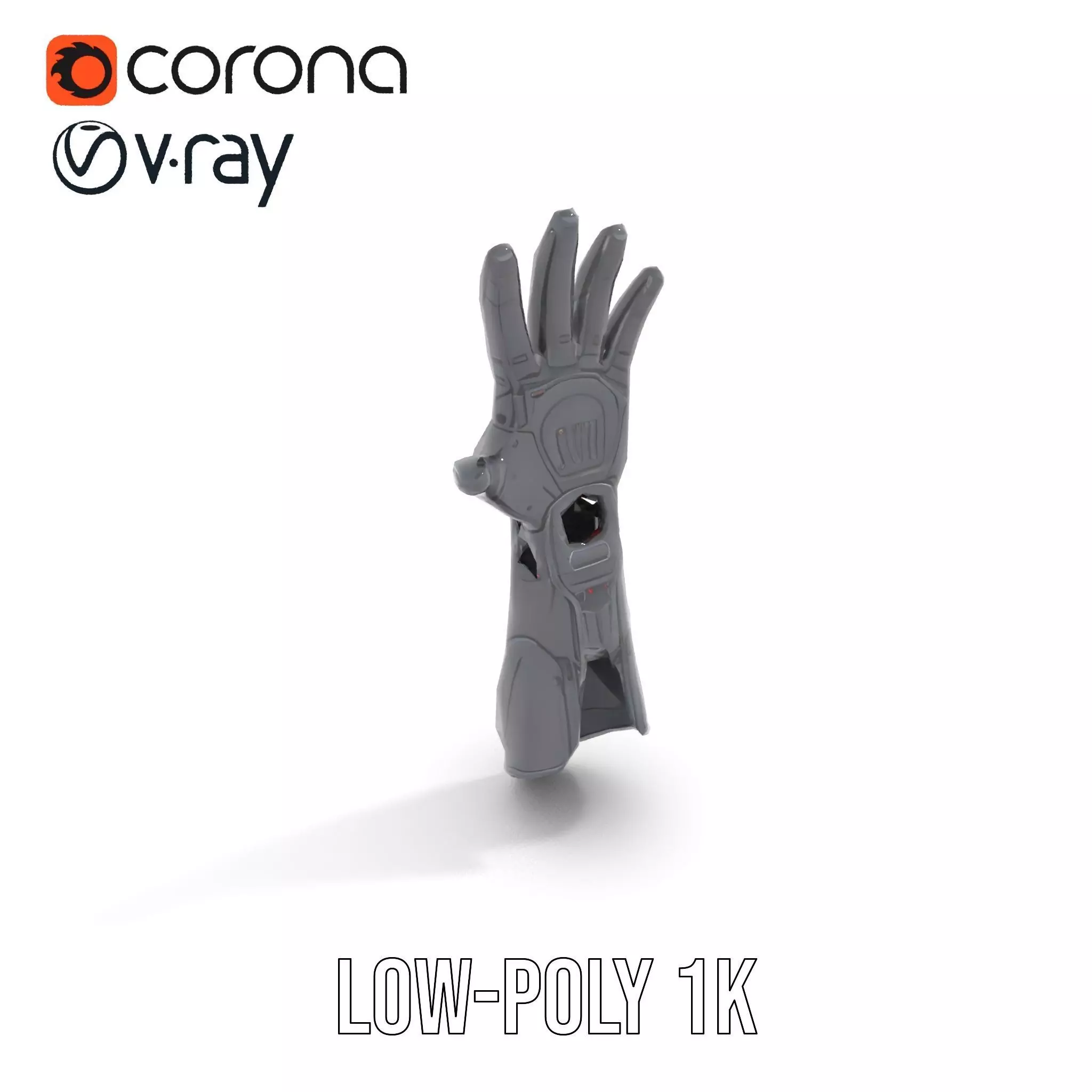 Futuristic Cybernetic Glove model pack with LED Accents Low-poly 3D model_8
