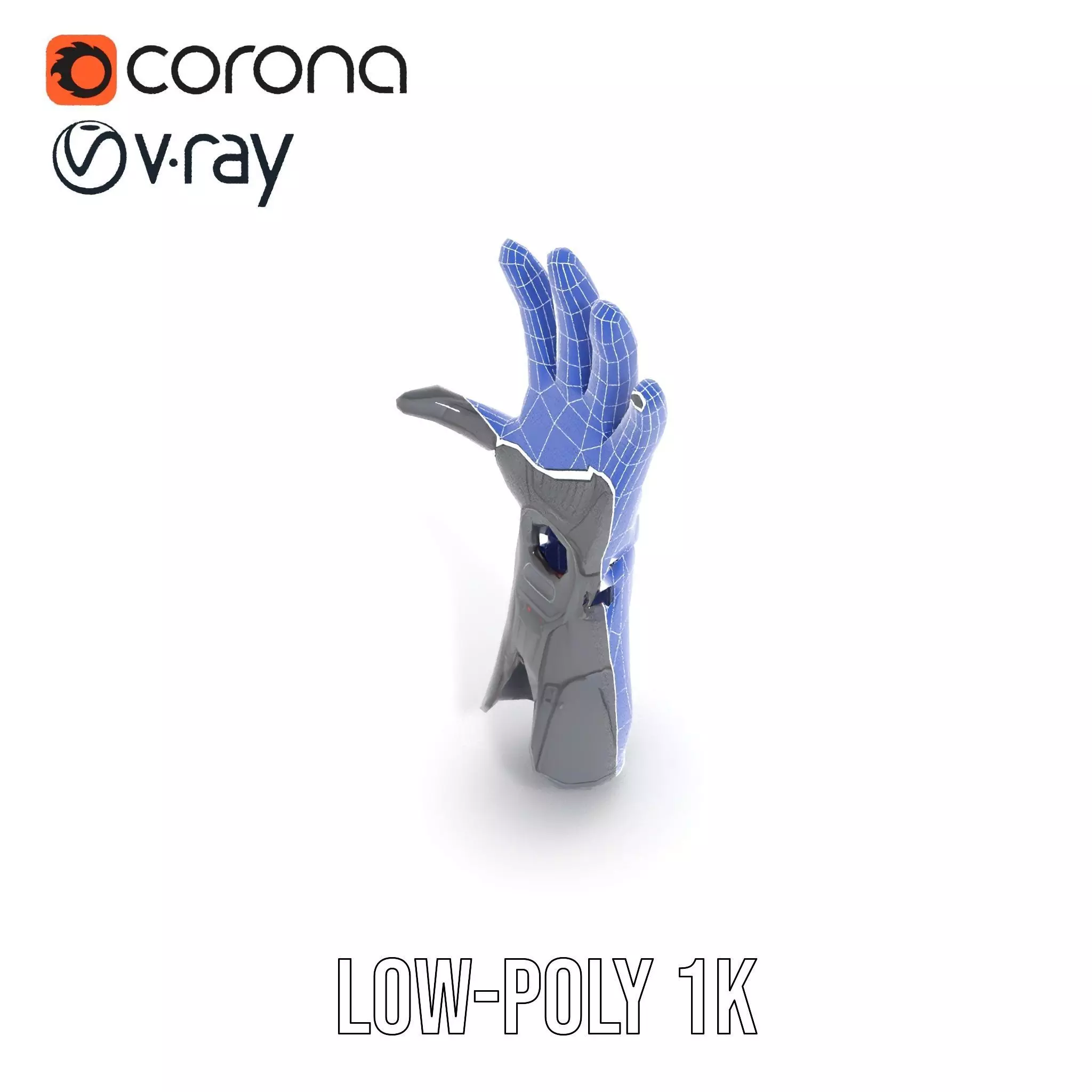 Futuristic Cybernetic Glove model pack with LED Accents Low-poly 3D model_26
