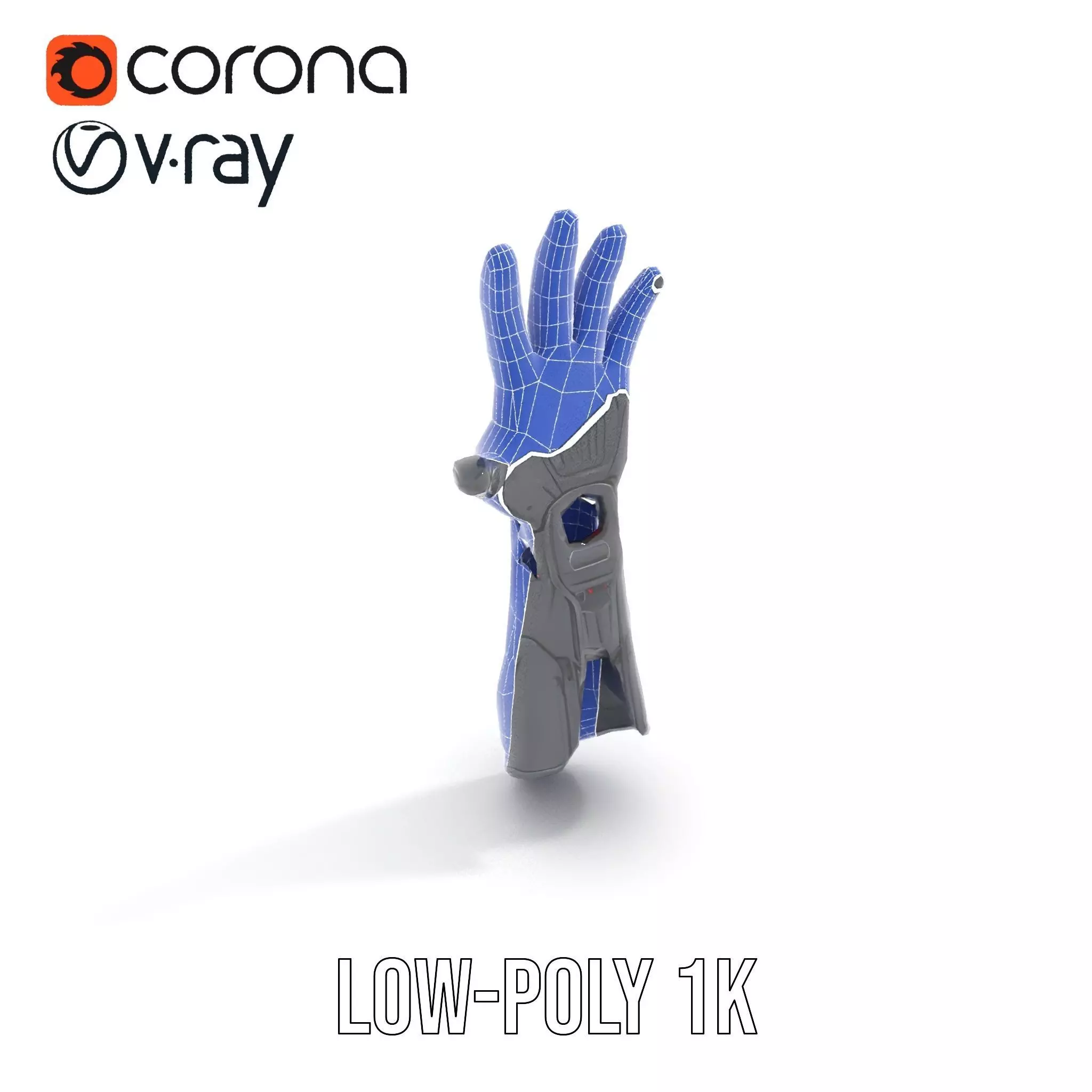 Futuristic Cybernetic Glove model pack with LED Accents Low-poly 3D model_15