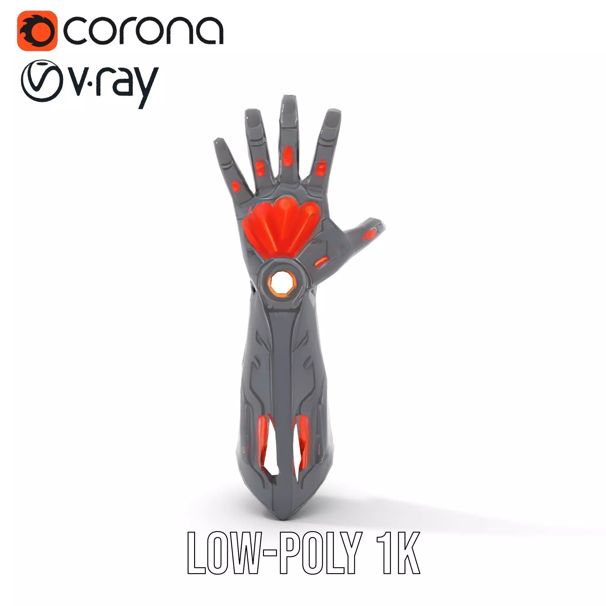 Futuristic Cybernetic Glove model pack with LED Accents Low-poly 3D model_28