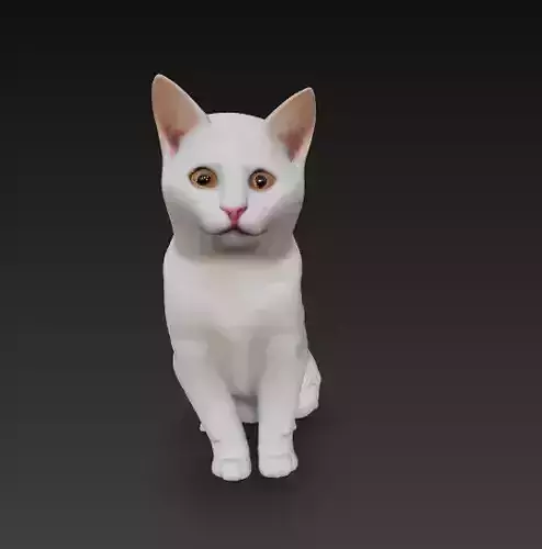 White Cat - Realistic Animal Sculpture and CGI 3D print model