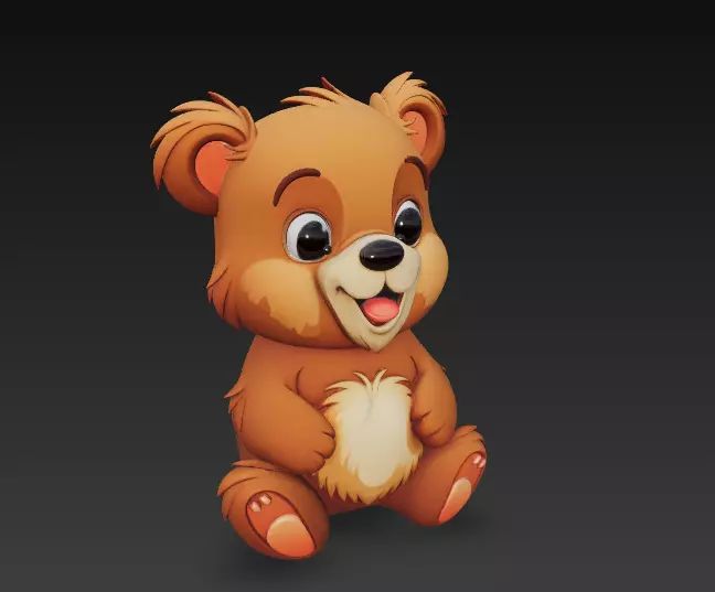 Cute Cartoon Bear - Stylized Animal Character for CGI-3D 3D print model