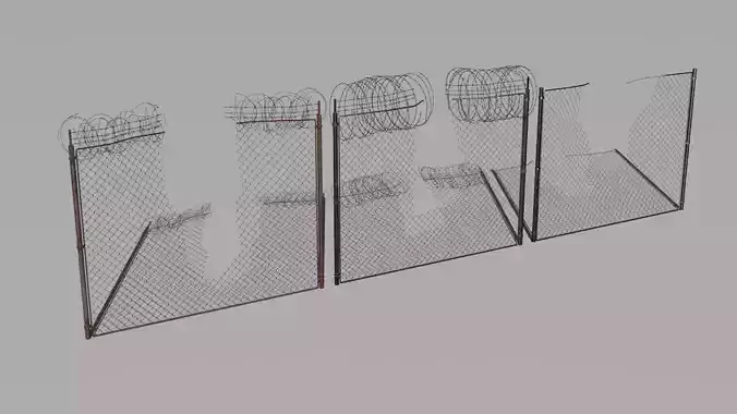 Fence Pack 002 Free low-poly 3D model