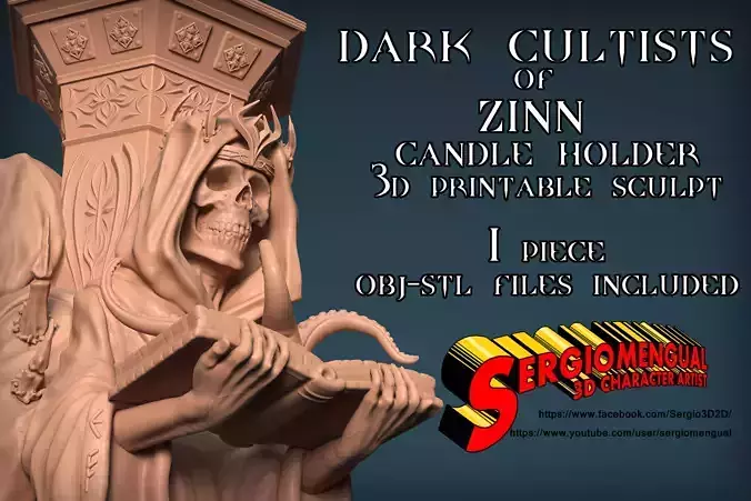 Dark Cultists of Zinn Candle Holder 3D Printable Sculpt 3D print model