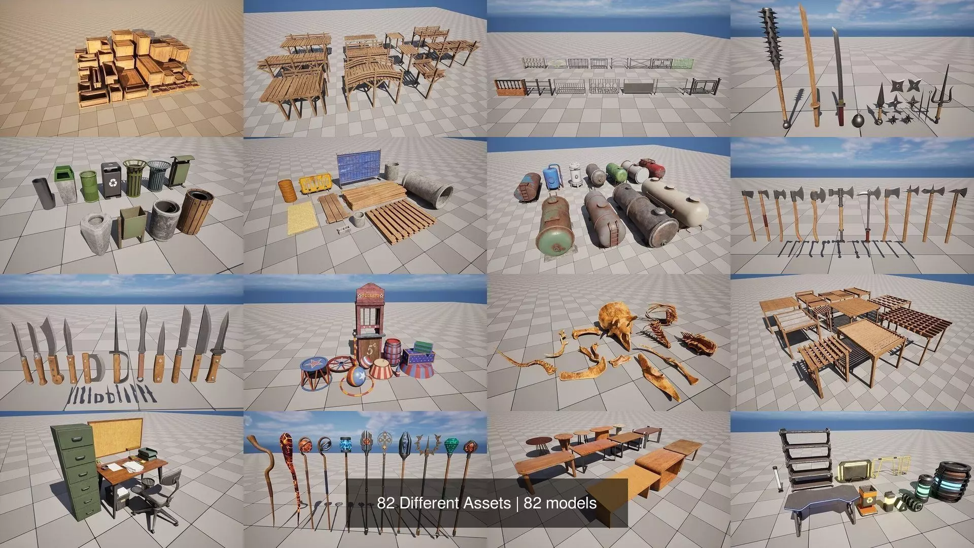 82 Different Assets 3D Model Pack