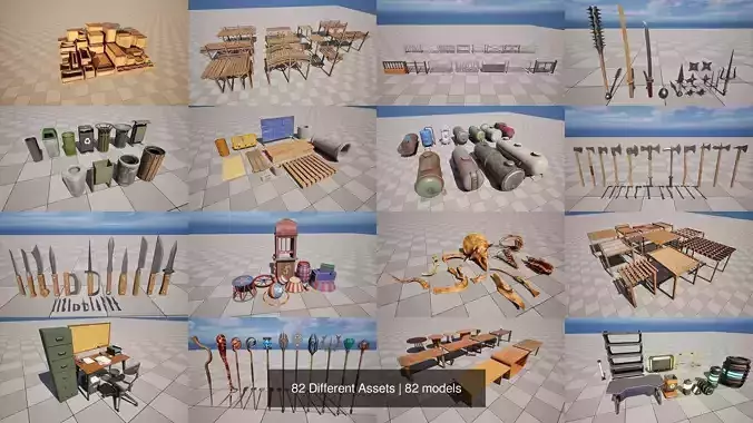 82 Different Assets 3D Model Collection