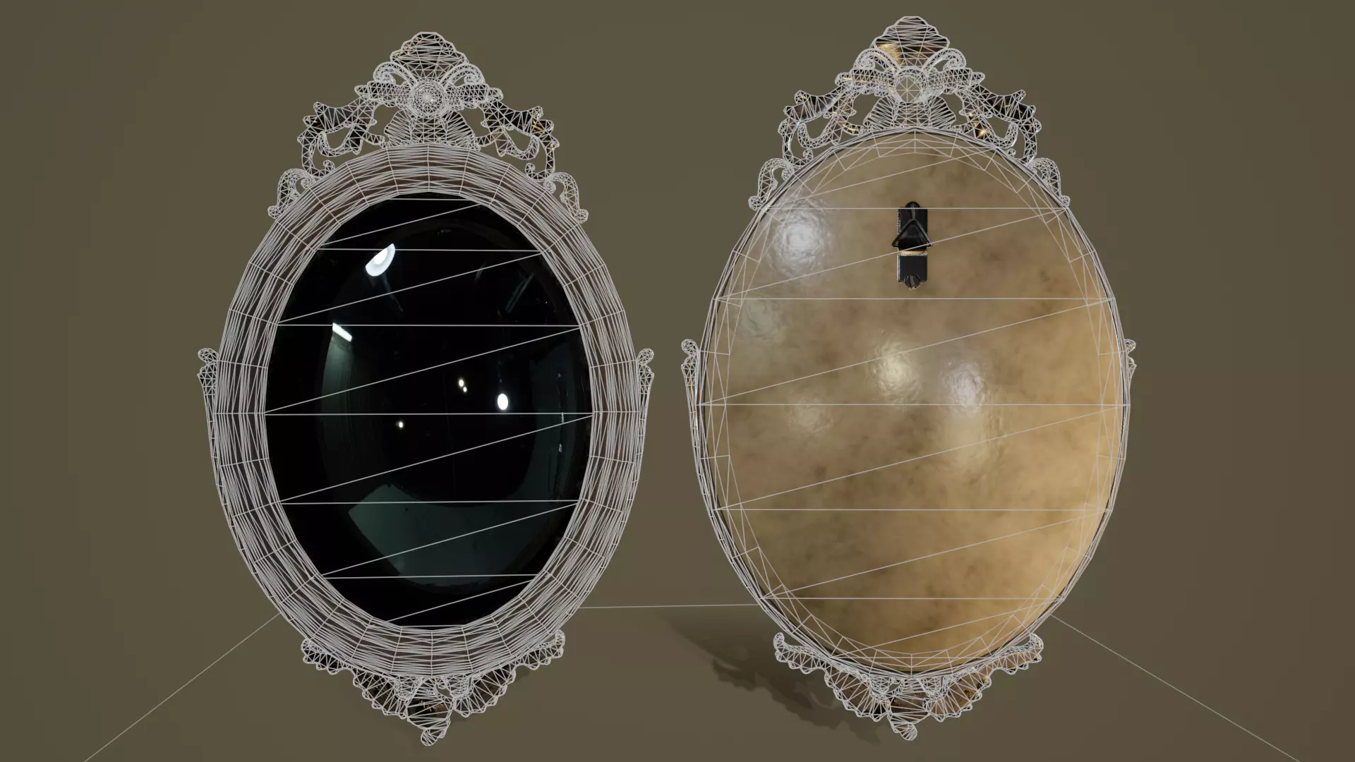Vintage Mirror- Game Ready Low Poly PBR 3D Model  Low-poly 3D model_5