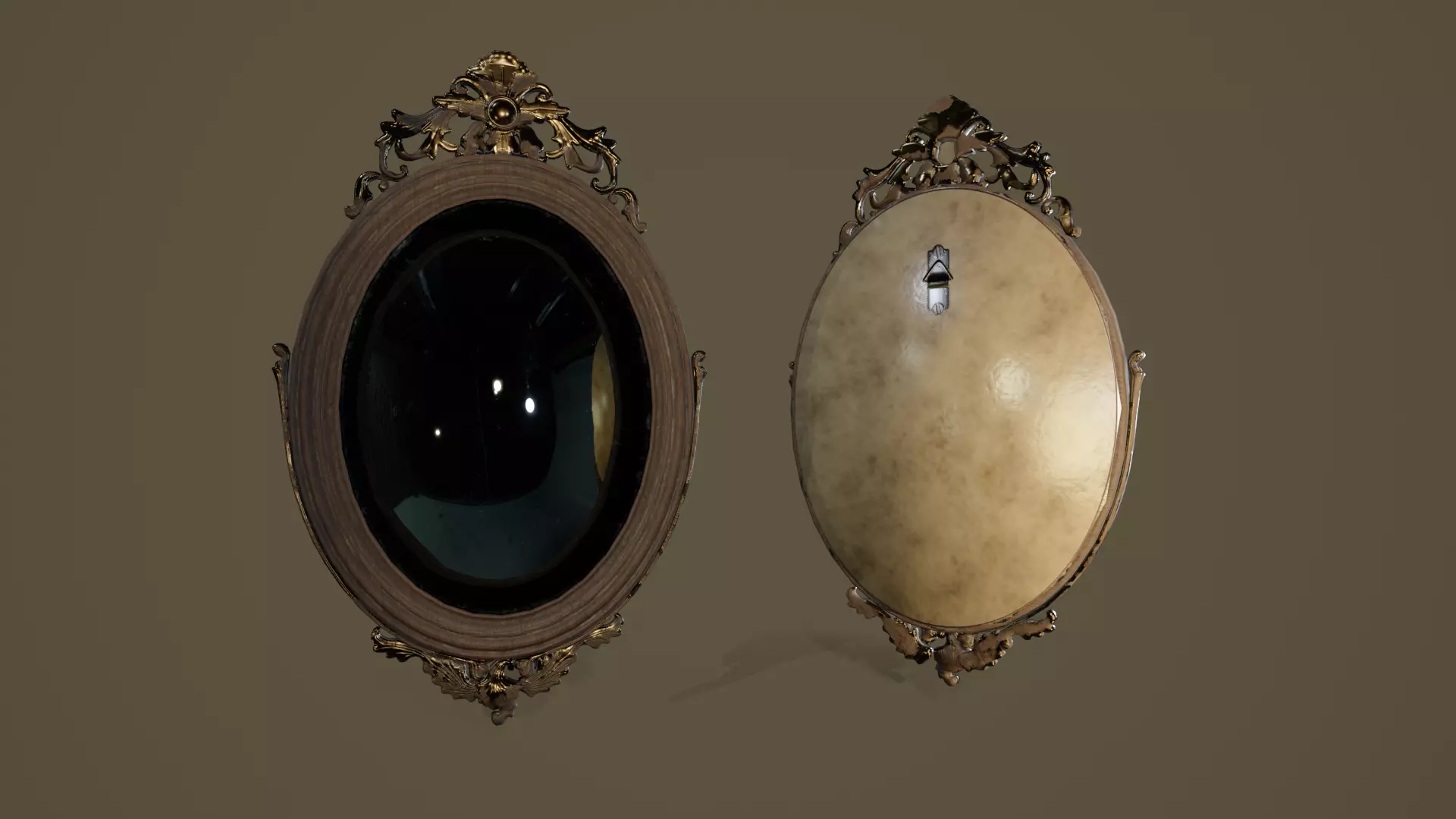Vintage Mirror- Game Ready Low Poly PBR 3D Model  Low-poly 3D model_1