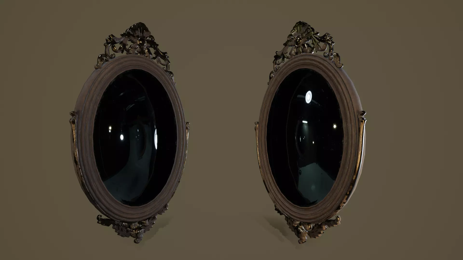 Vintage Mirror- Game Ready Low Poly PBR 3D Model  Low-poly 3D model_2