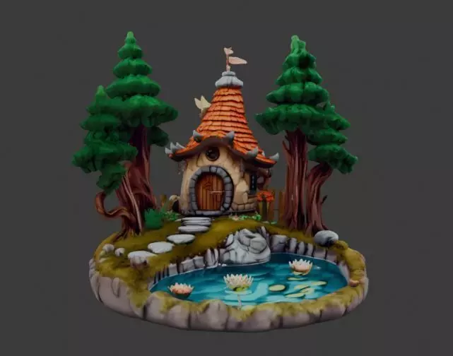 Fantasy Forest Cottage Diorama 3D print model_0