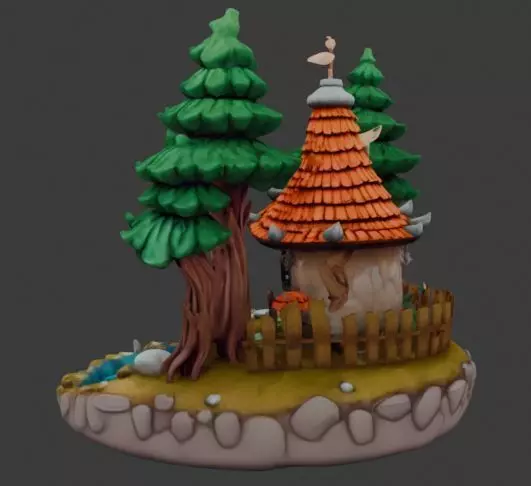 Fantasy Forest Cottage Diorama 3D print model_2