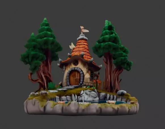 Fantasy Forest Cottage Diorama 3D print model_5