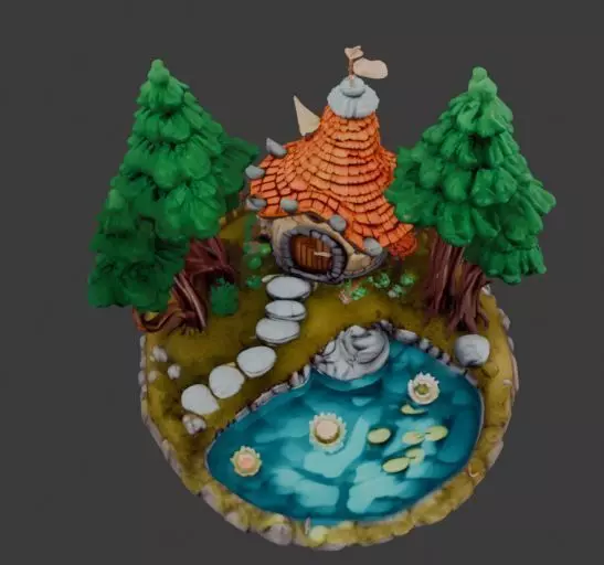 Fantasy Forest Cottage Diorama 3D print model_4