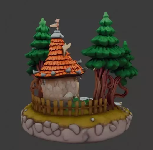 Fantasy Forest Cottage Diorama 3D print model_3