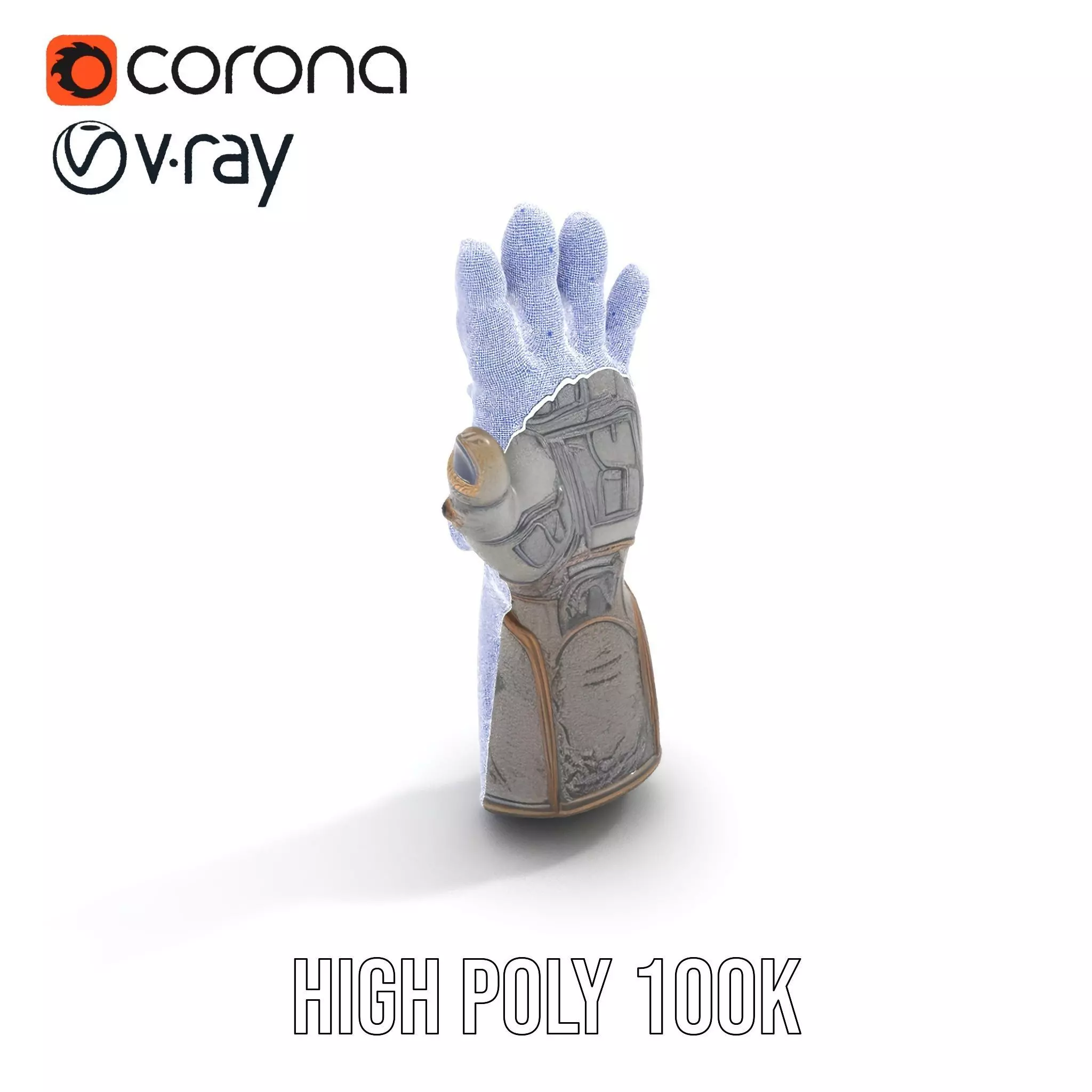 Futuristic Metallic Gauntlet Model Pack Low-poly 3D model_16