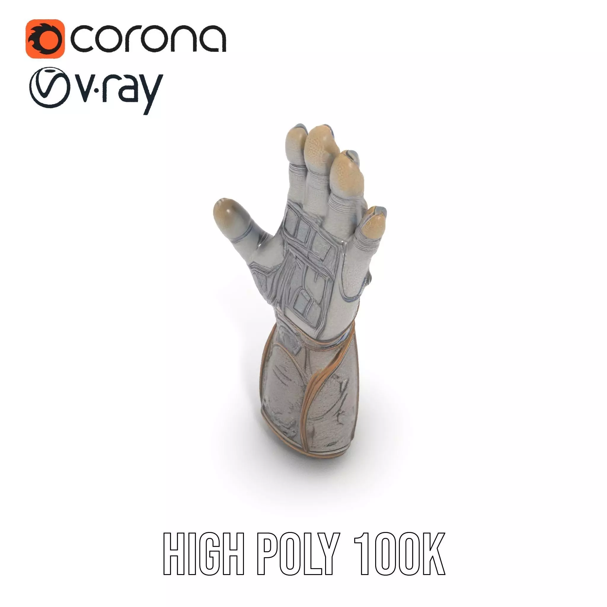 Futuristic Metallic Gauntlet Model Pack Low-poly 3D model_25