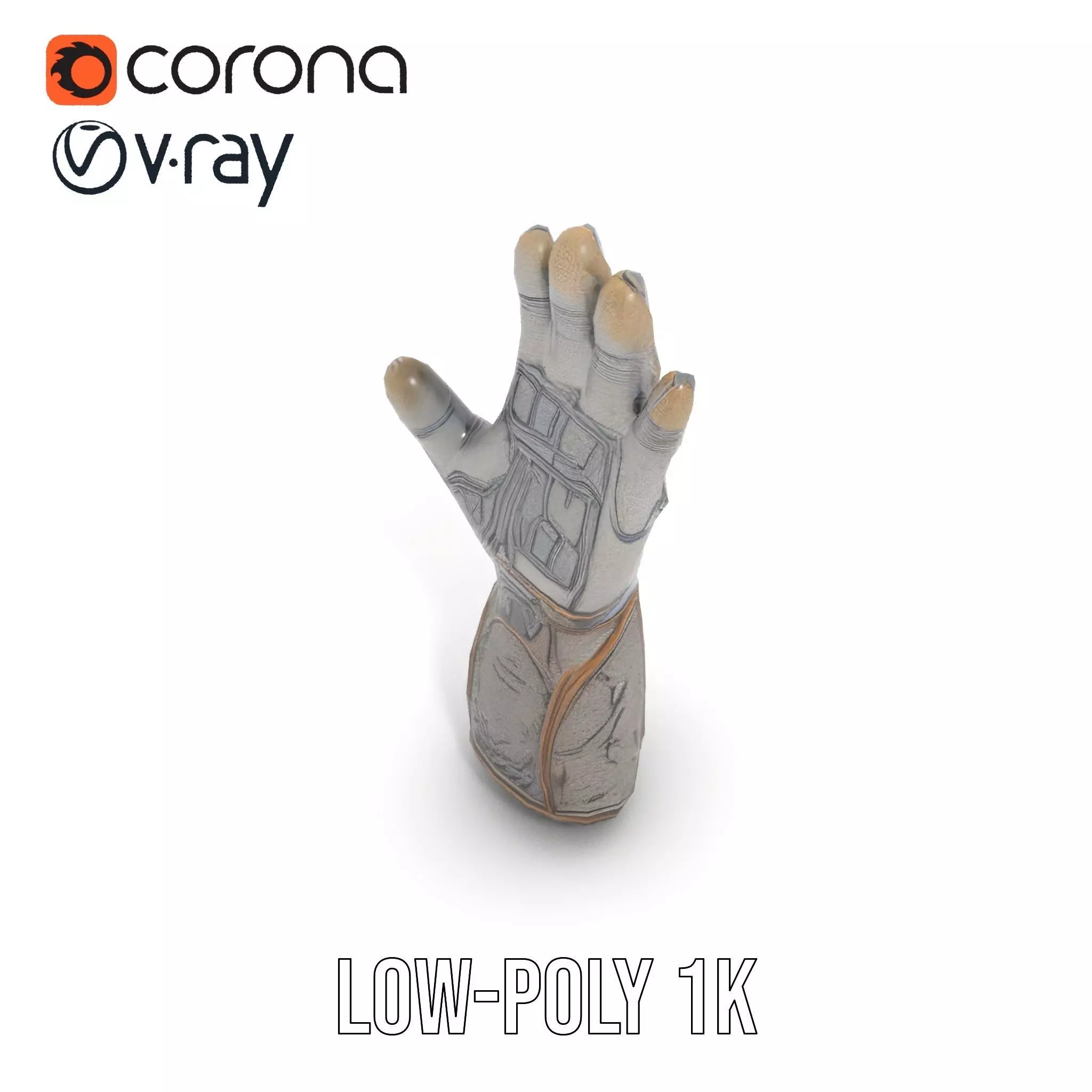 Futuristic Metallic Gauntlet Model Pack Low-poly 3D model_18