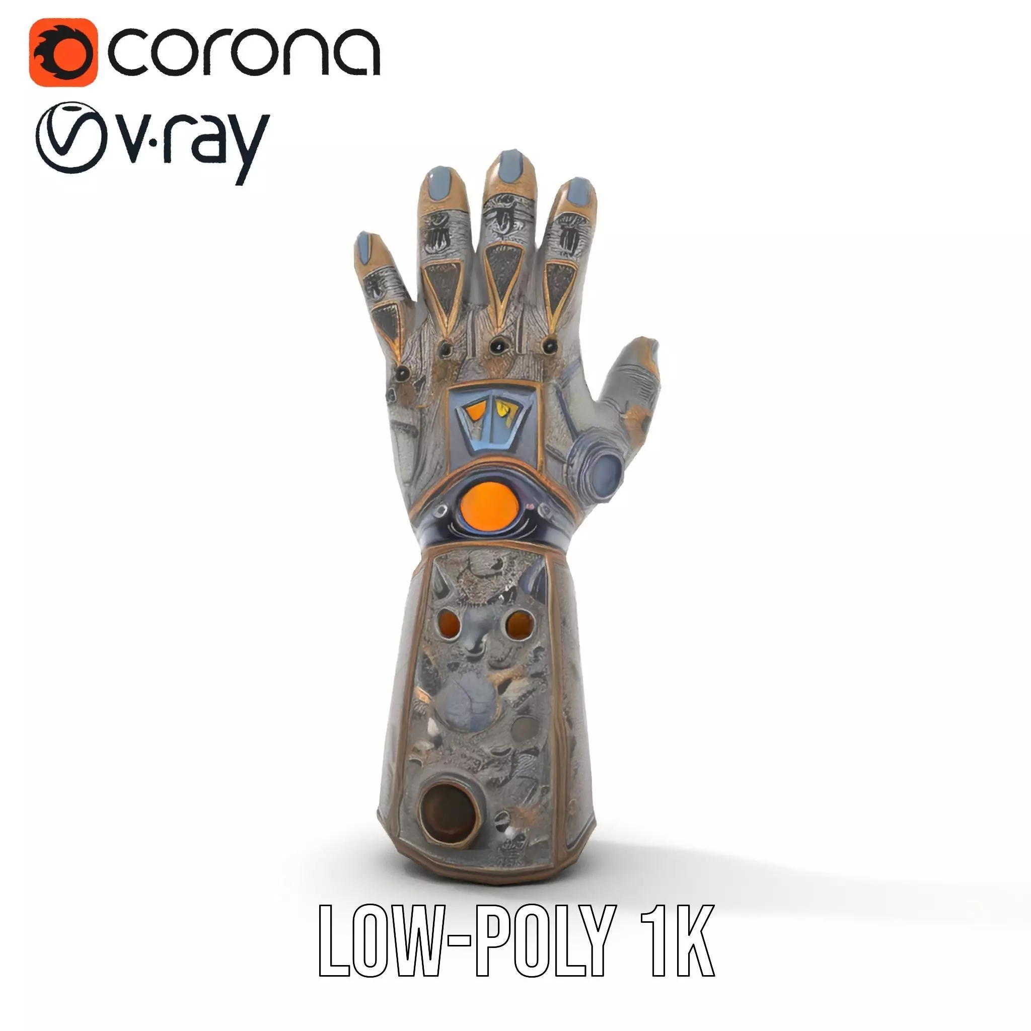 Futuristic Metallic Gauntlet Model Pack Low-poly 3D model_30