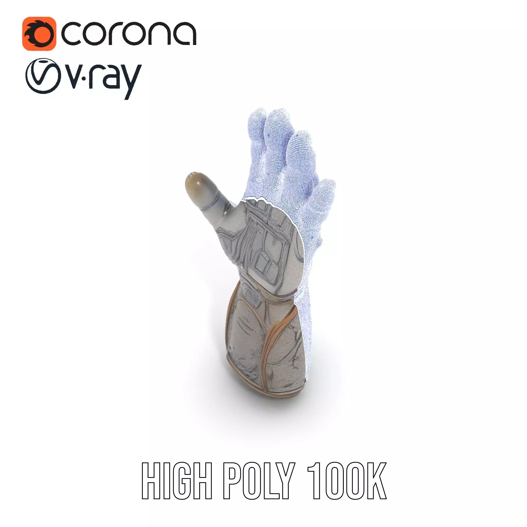 Futuristic Metallic Gauntlet Model Pack Low-poly 3D model_28