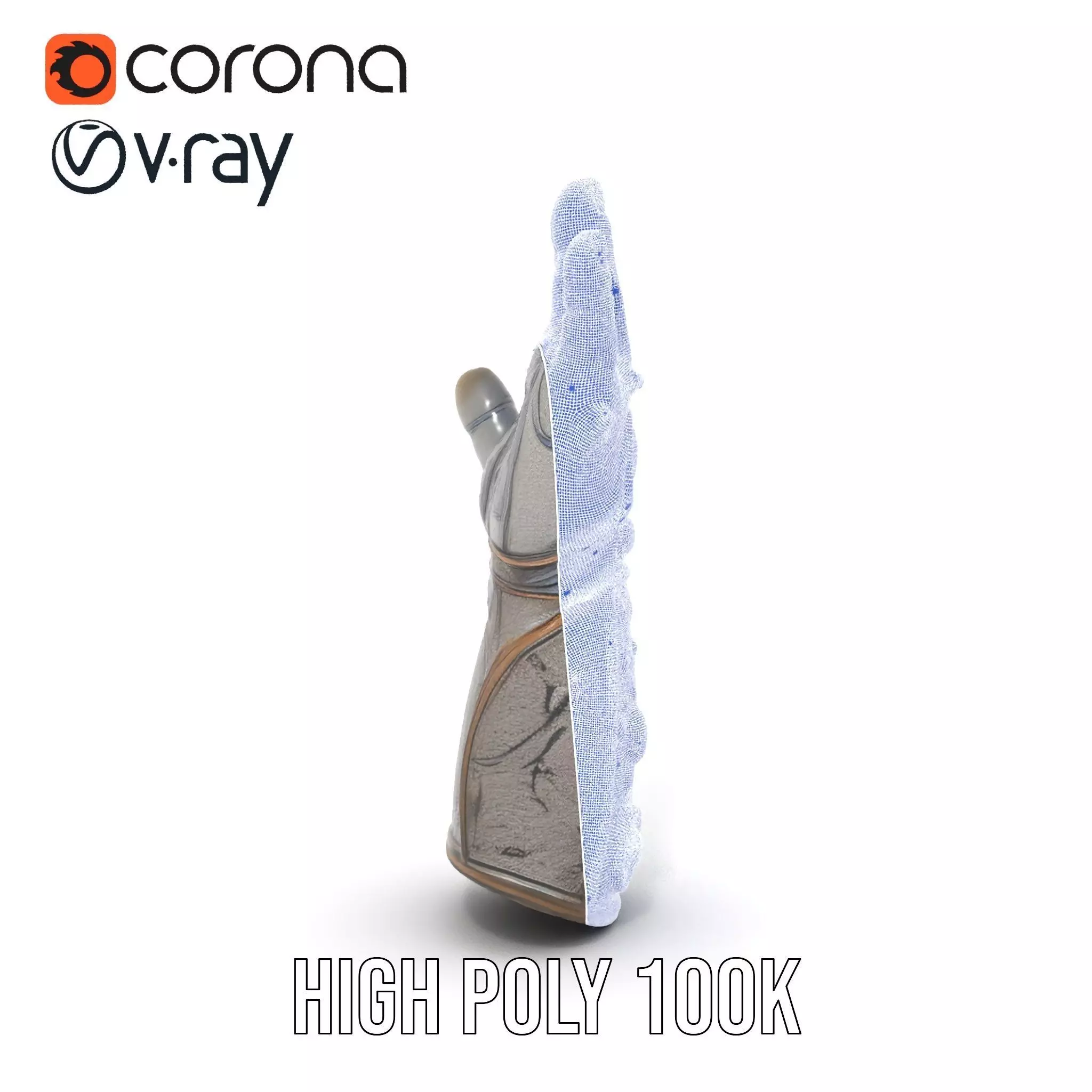 Futuristic Metallic Gauntlet Model Pack Low-poly 3D model_31