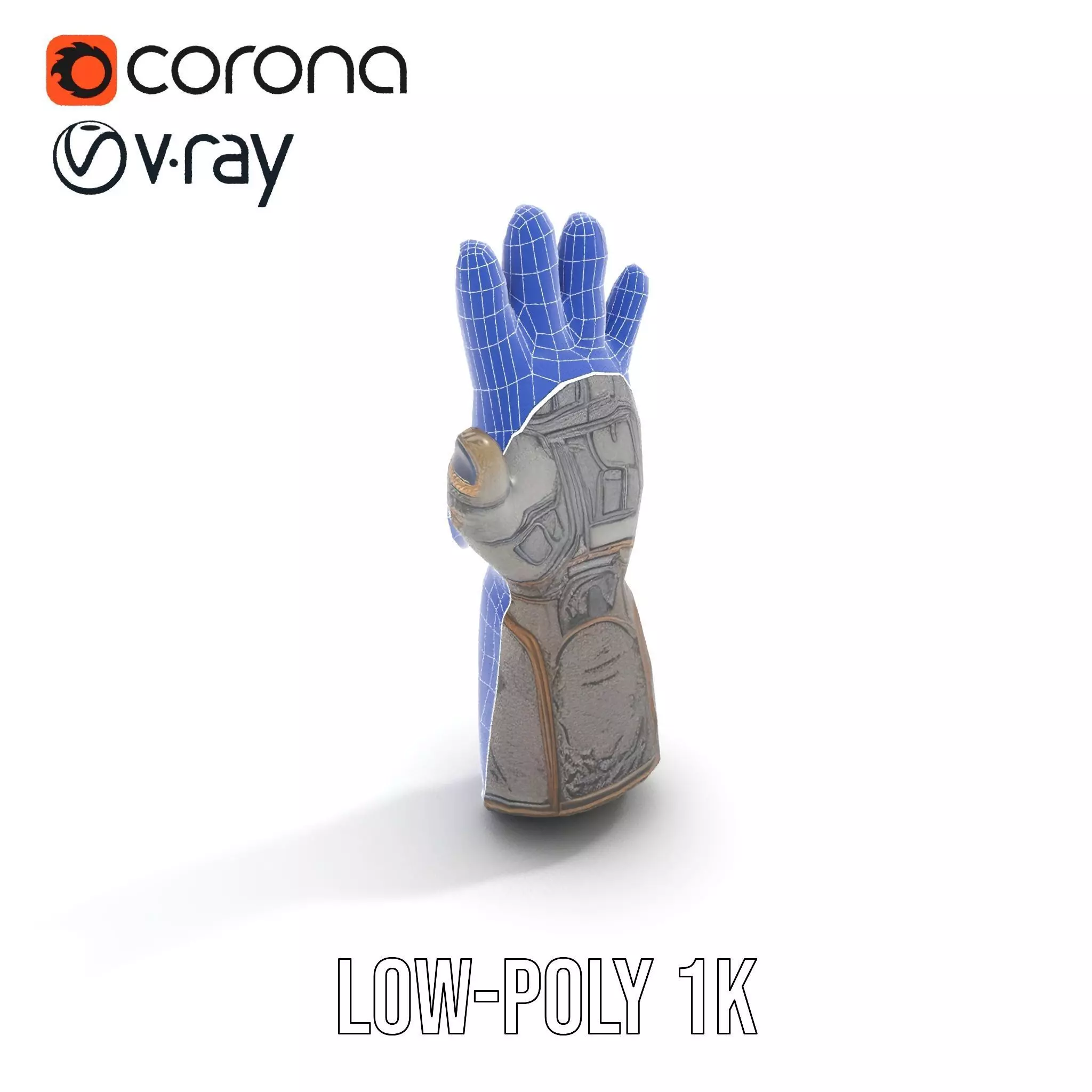 Futuristic Metallic Gauntlet Model Pack Low-poly 3D model_10