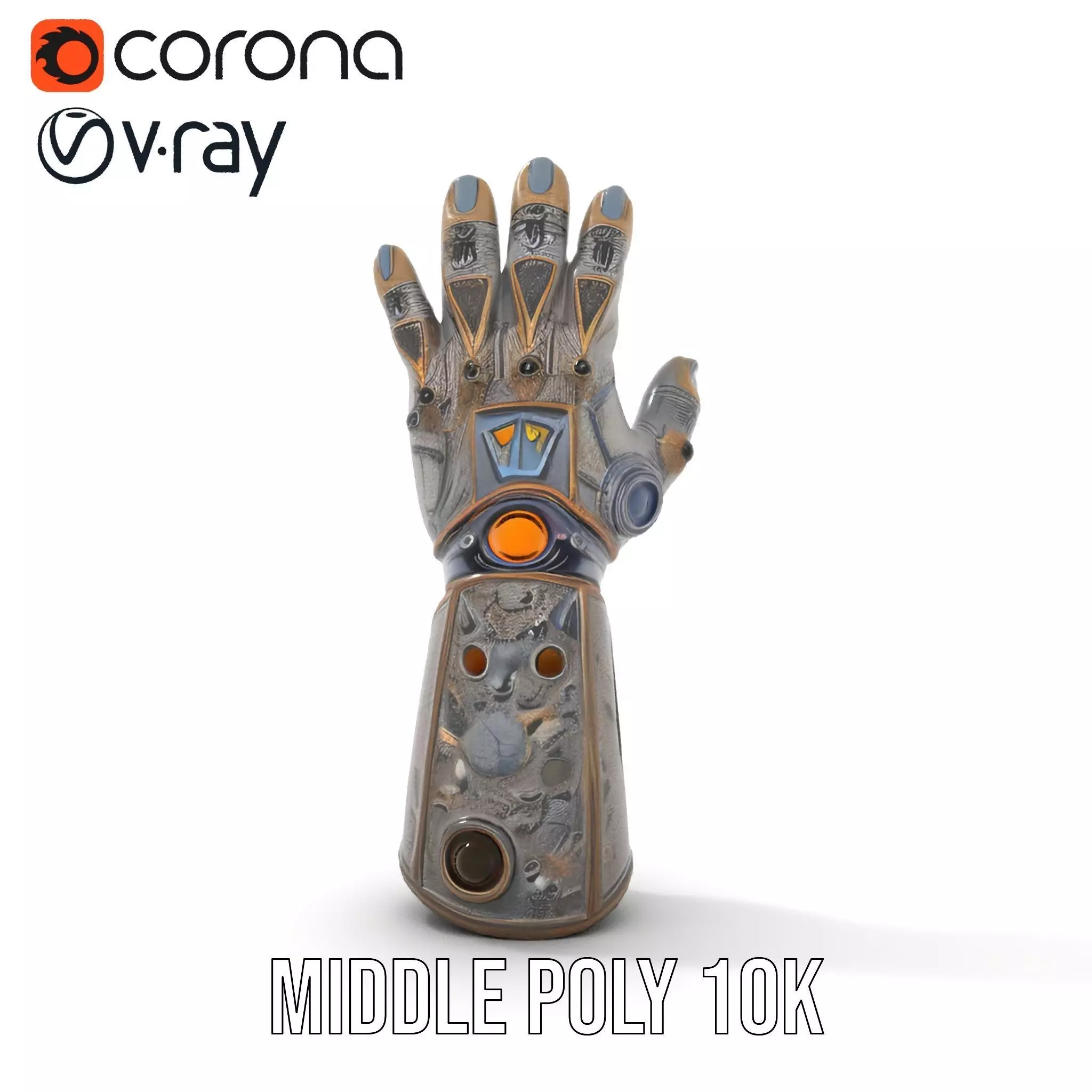 Futuristic Metallic Gauntlet Model Pack Low-poly 3D model_17