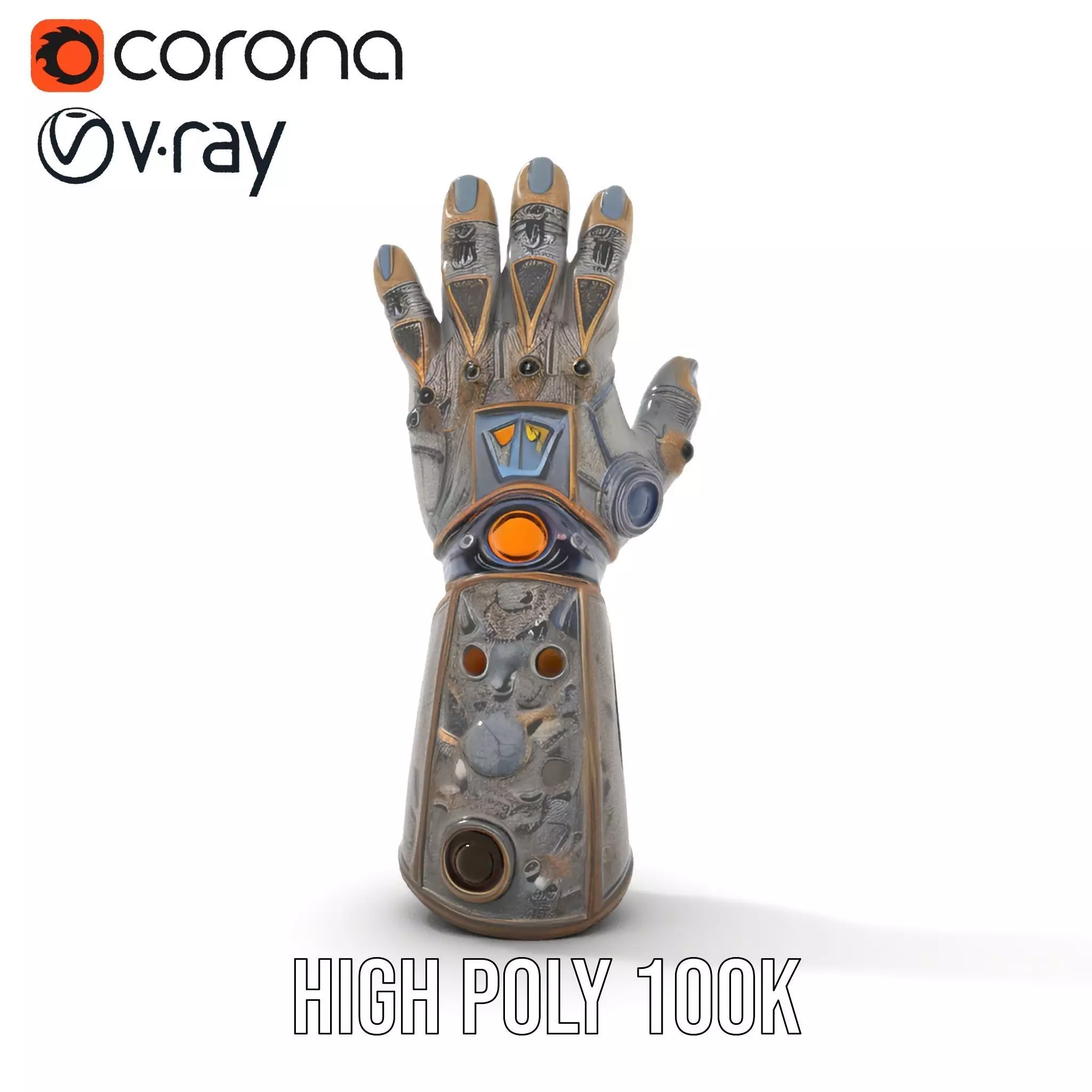 Futuristic Metallic Gauntlet Model Pack Low-poly 3D model_11