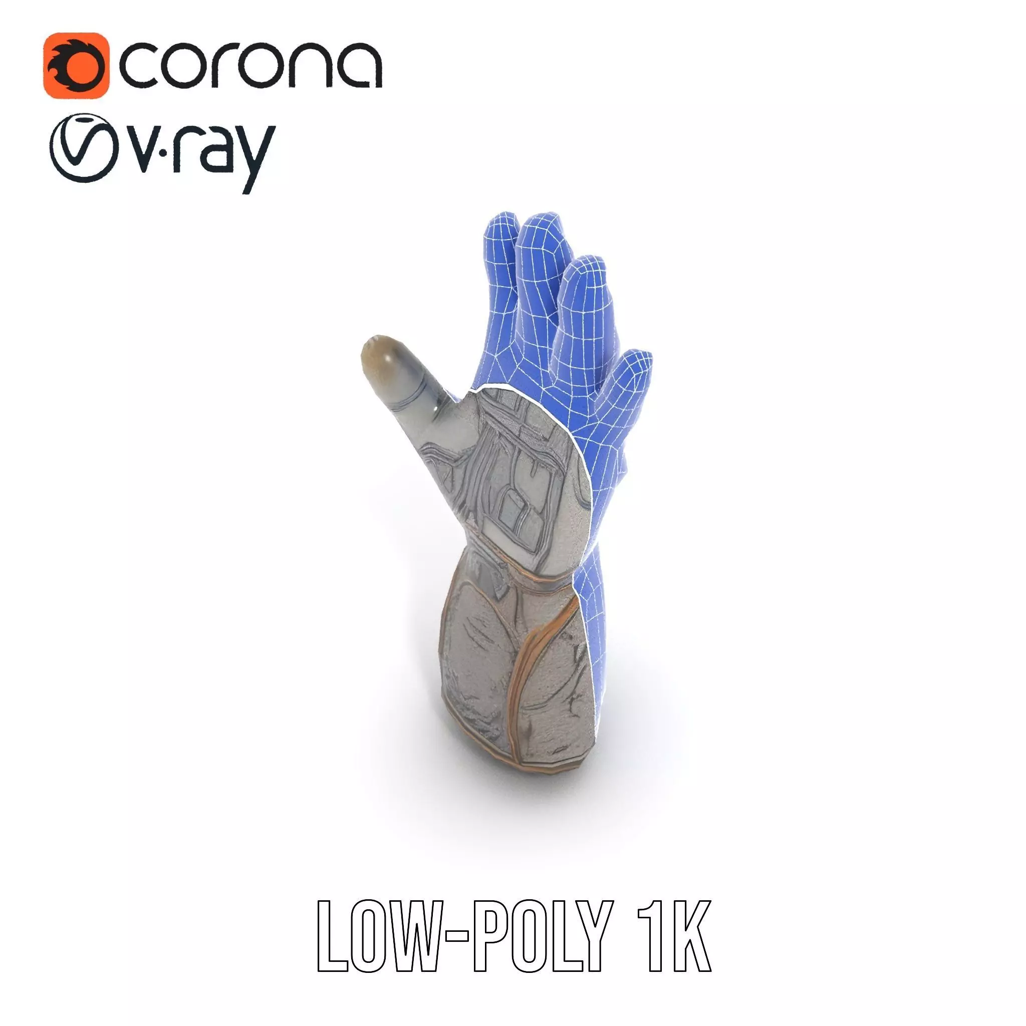 Futuristic Metallic Gauntlet Model Pack Low-poly 3D model_21