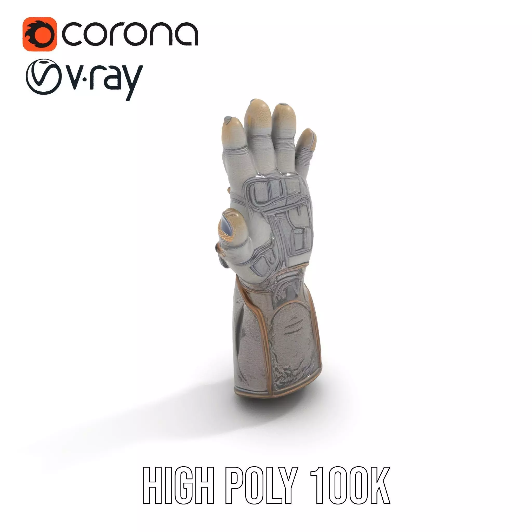 Futuristic Metallic Gauntlet Model Pack Low-poly 3D model_22