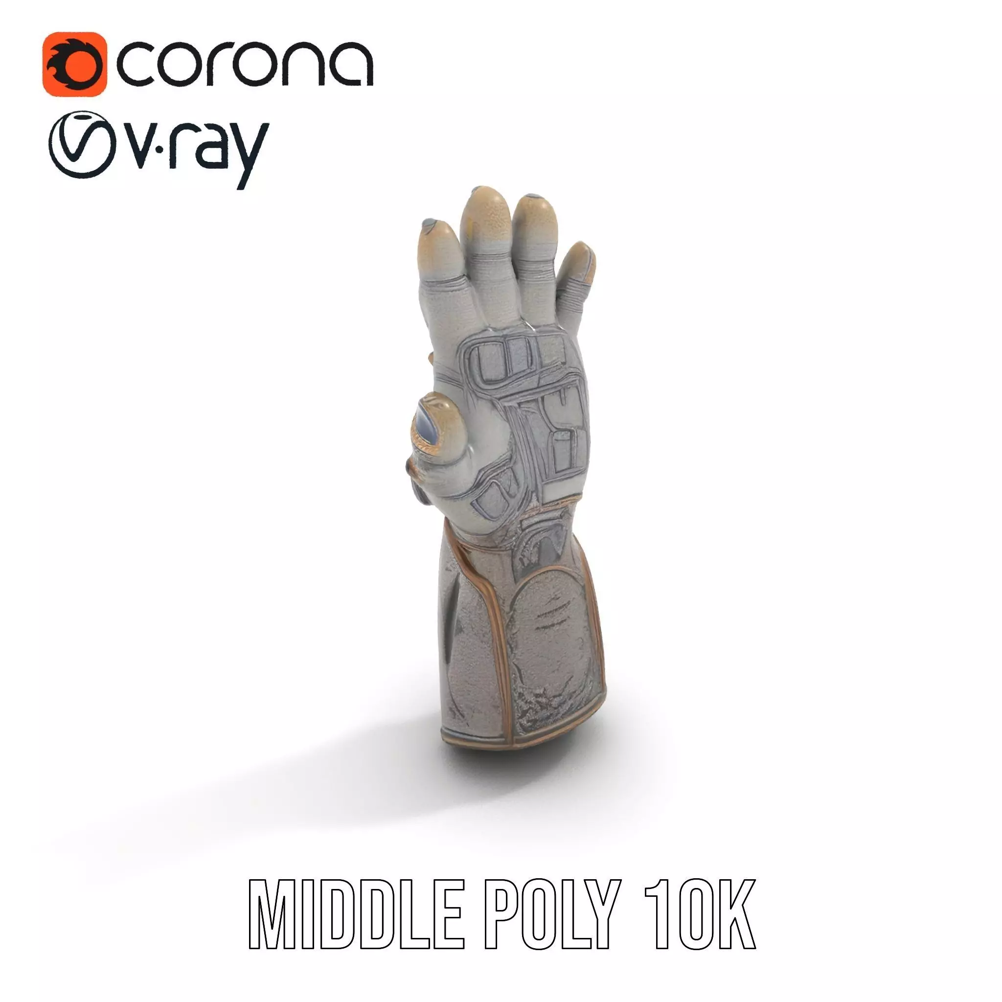 Futuristic Metallic Gauntlet Model Pack Low-poly 3D model_12