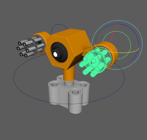 6 Rigged Turrets - part1 Low-poly 3D model_7