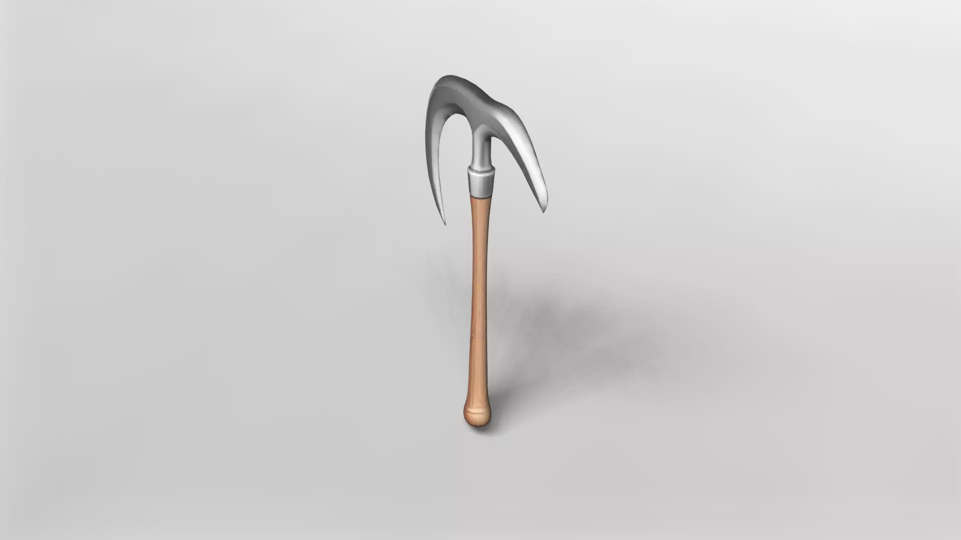 Medieval War Hammer with Curved Blades 3D model_2