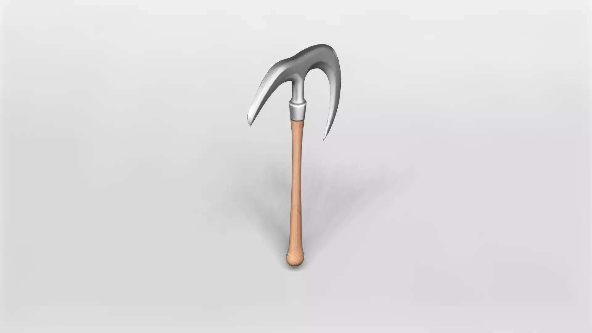 Medieval War Hammer with Curved Blades 3D model_3