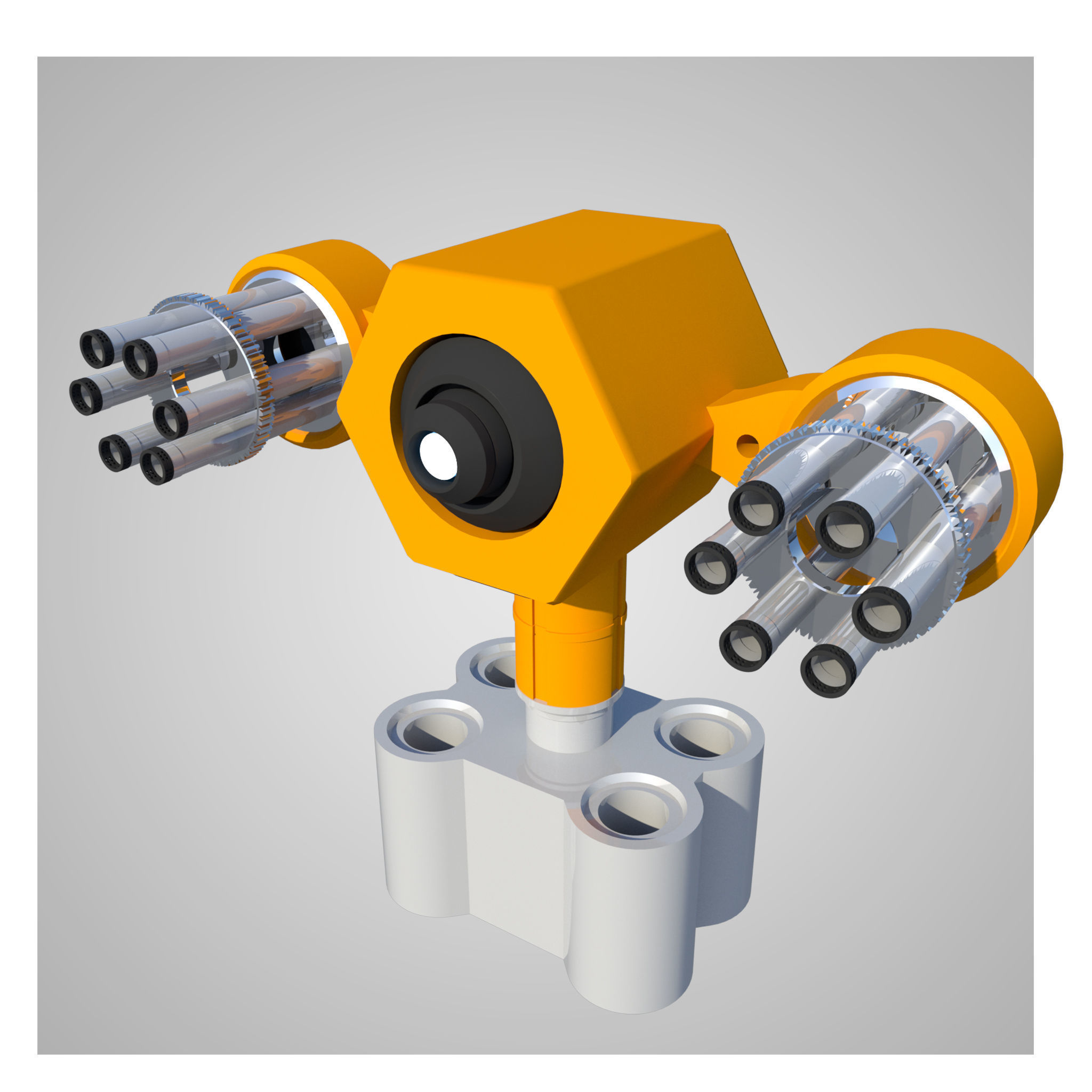 6 Rigged Turrets - part 2 Low-poly 3D model_7