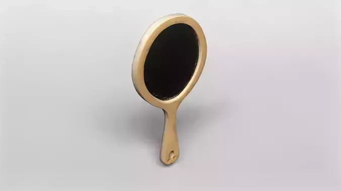 Wooden Handheld Mirror 3D Model