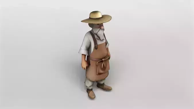 Stylized Elderly Farmer 3D Model