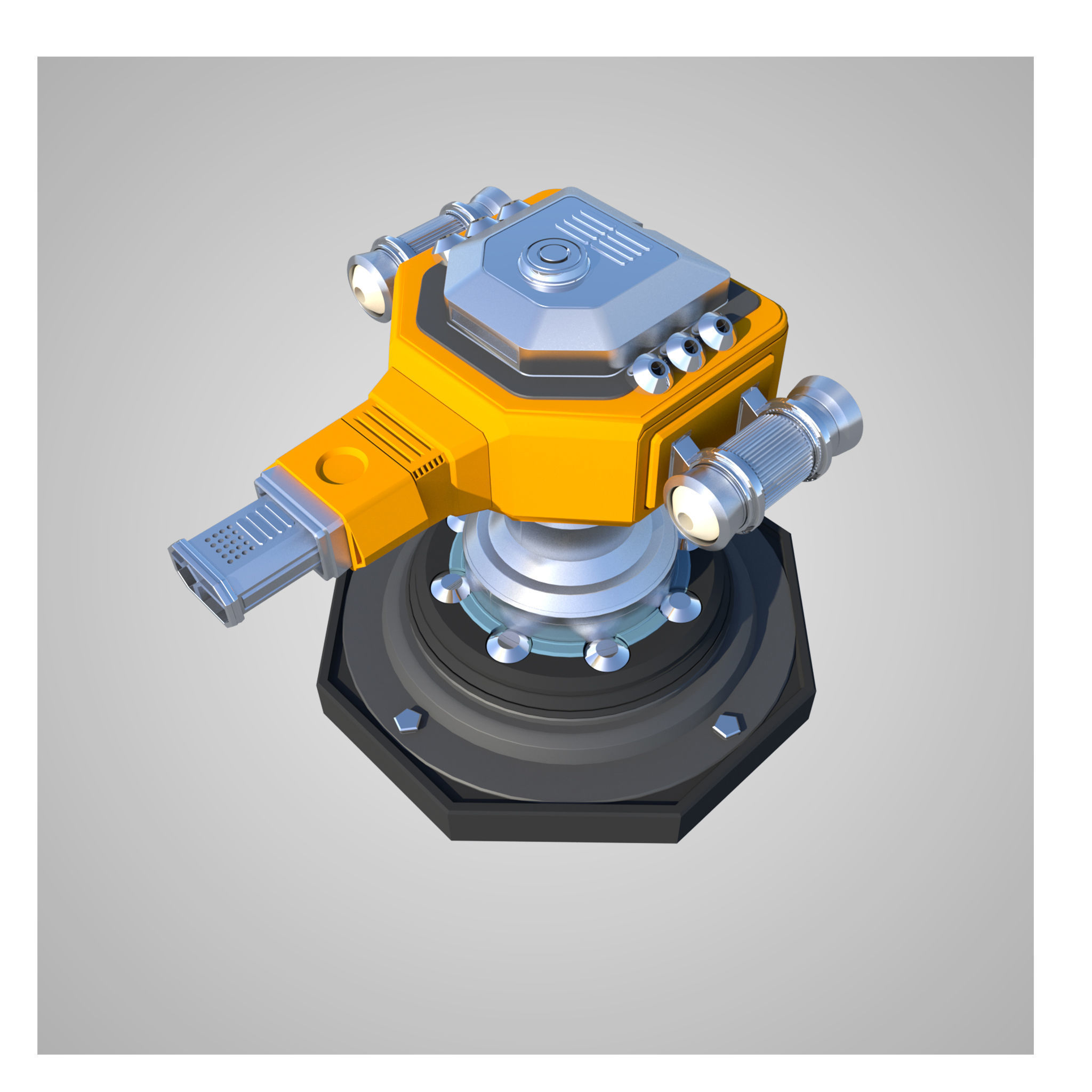 12 Rigged Turrets PACK - part1 and part2 Low-poly 3D model_8