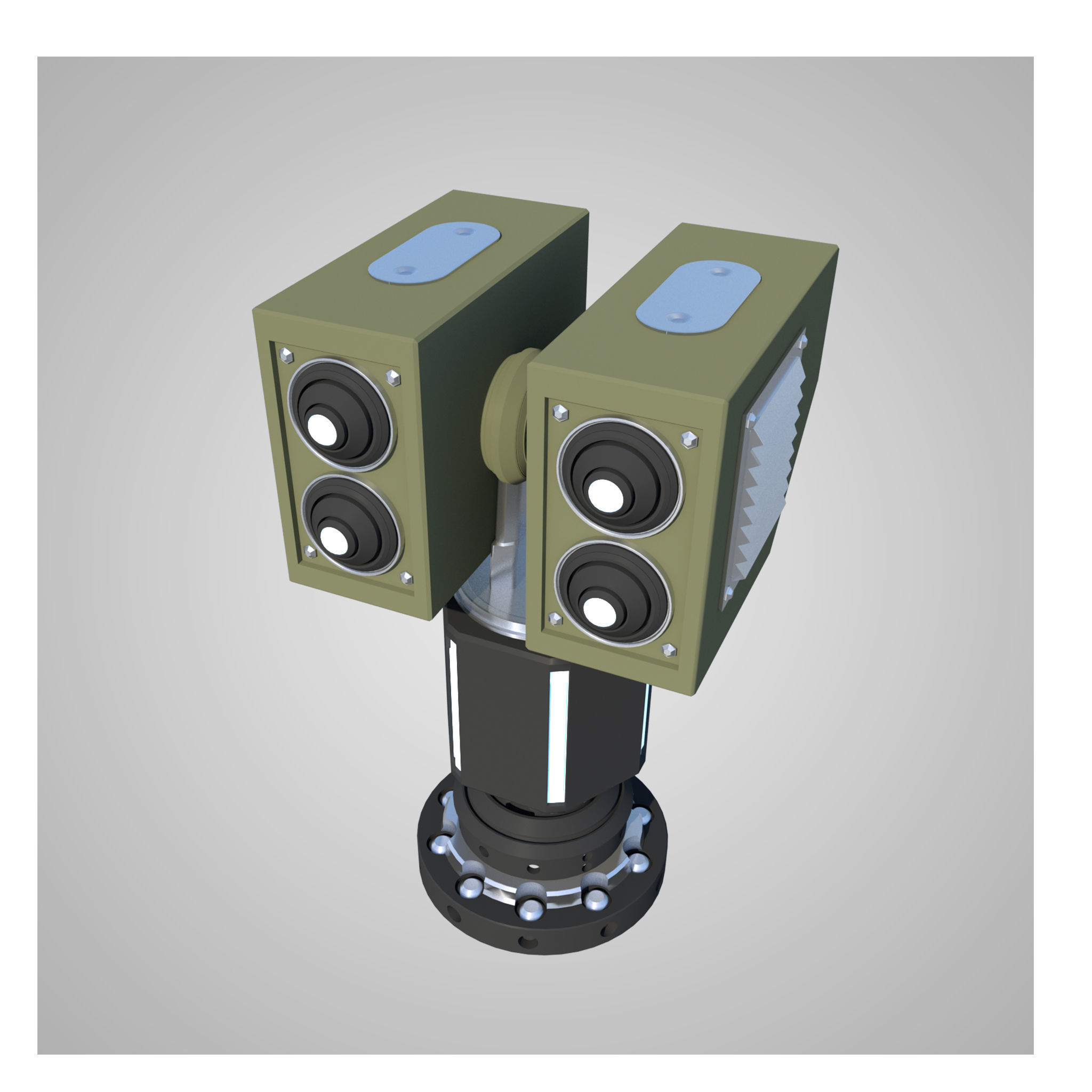 12 Rigged Turrets PACK - part1 and part2 Low-poly 3D model_14