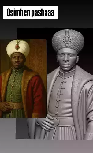 Osimhen Pasa Osmanli Donemi Kiyafetli Detayli 3D Model STL 3D print model