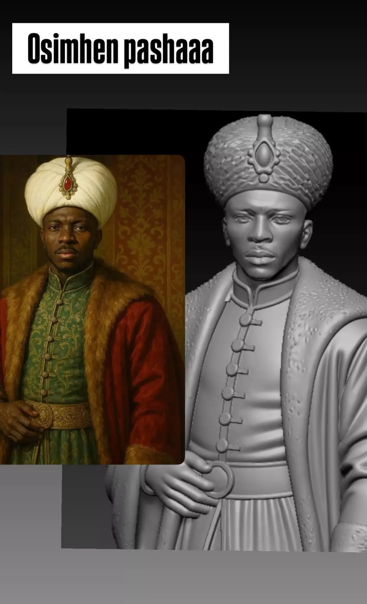 Osimhen Pasa Osmanli Donemi Kiyafetli Detayli 3D Model STL 3D print model