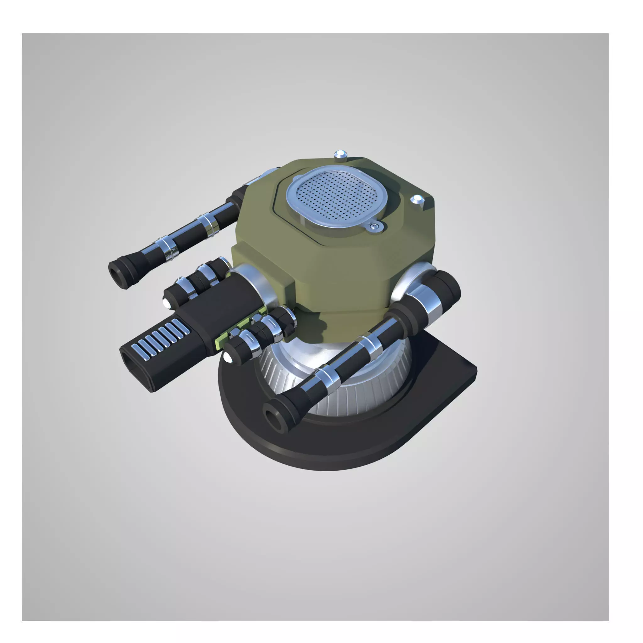 Free Rigged Turret Free low-poly 3D model