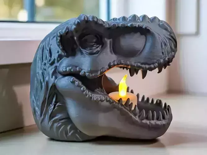 T-Rex Skull Candle Holder 3D Model